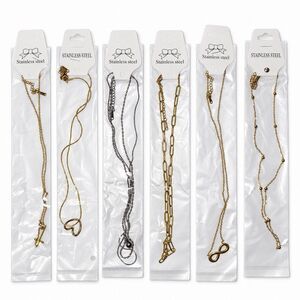 6 Stainless Steel Necklaces Gold Silver Cross Heart Infinity Beaded Lot